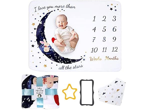 2-Pack of Fleece Baby Milestone Blankets