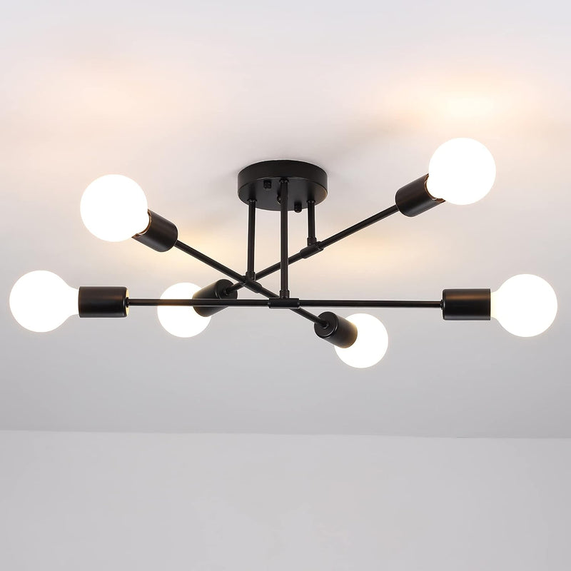 6-Light Mid Modern Century Ceiling Light Fixture