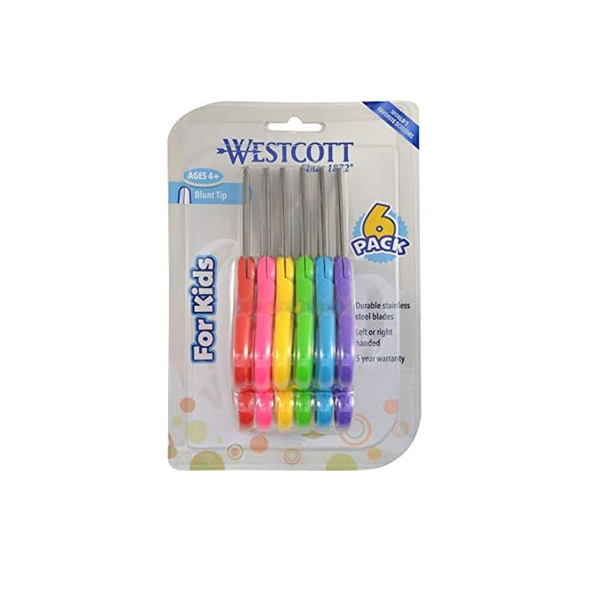 6-Pack Kids' Safety Scissors - Assorted Colors, Durable Blades