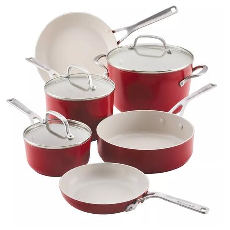 KitchenAid 9-Piece Ceramic Forged Aluminum Nonstick Cookware Set (2 Colors)