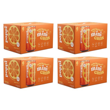 24 Mini Cans Poppi Prebiotic Orange Soda