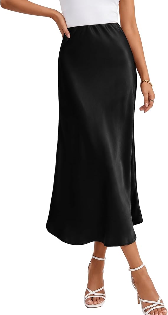 Women's Satin High Waisted Midi Skirts (6 Colors)