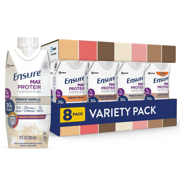 8 Bottles Ensure Max Protein Nutrition Shakes Variety Pack