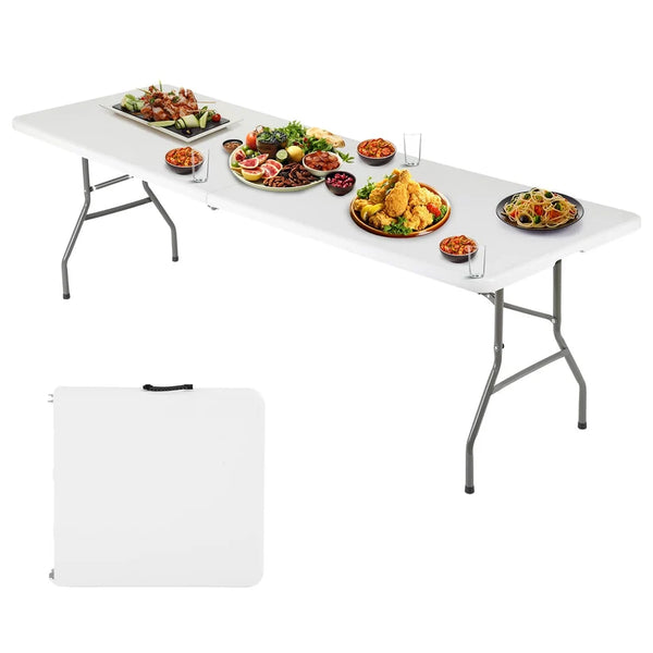 6 Foot Folding Plastic Table with Carry Handle