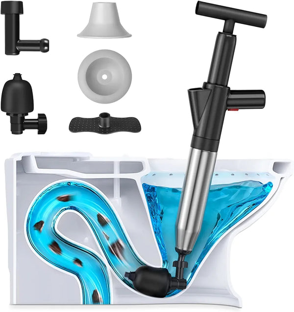 Toilet Plunger, High Pressure Air Drain Blaster Kit