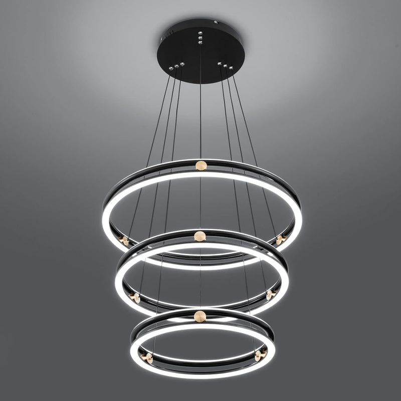 Dimmable Modern 3-Ring LED Chandelier Pendant Light Fixture