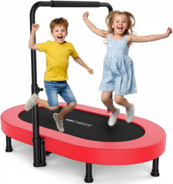 56-In Kids Trampoline w/ Adjustable Handlebar