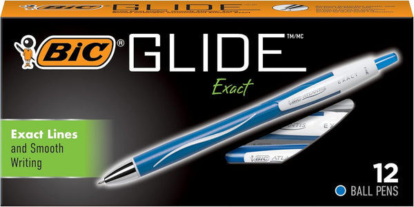 12 BIC Glide Exact Retractable Ballpoint Pens