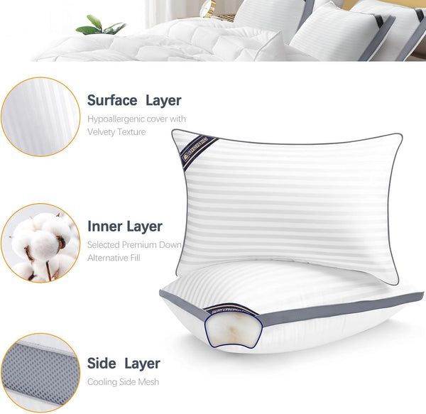 Set of 2 Luxury Hotel Collection Bed Pillows, Queen