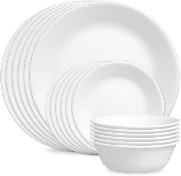18-Piece Corelle Vitrelle Winter Frost White Dinnerware Set