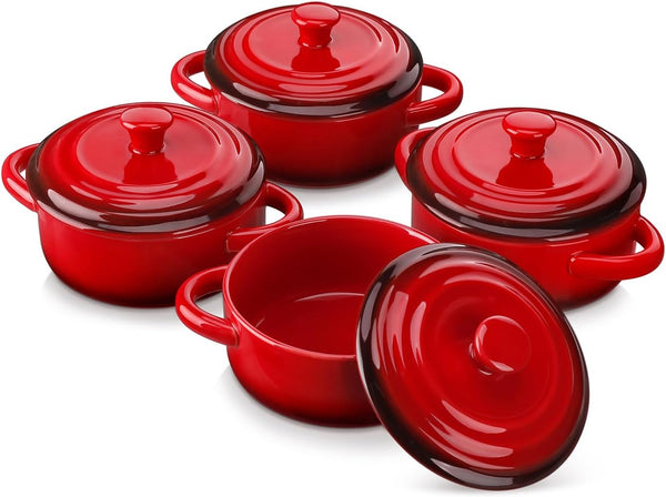 4 Pack Mini Cocotte Casserole Dishes with Lids