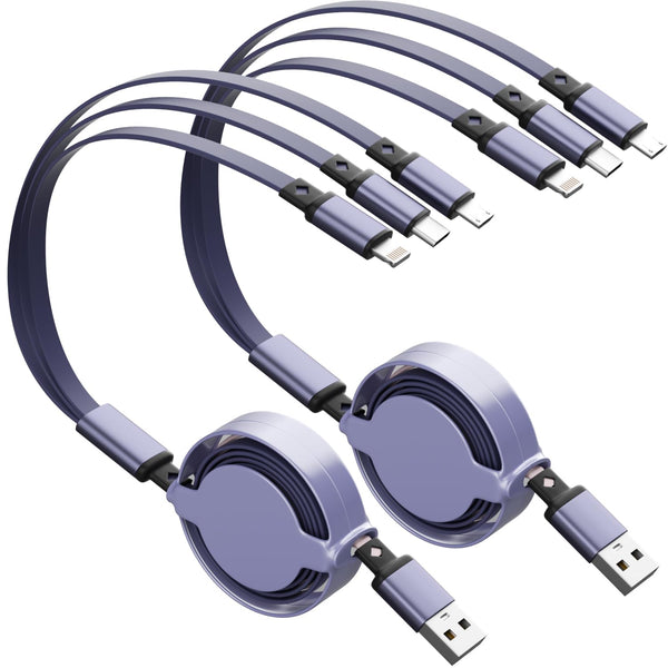2-Pack Retractable Multi Charging 3-in-1 Charger Cable