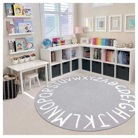 59-Inch ABC Alphabet Round Kids Playroom Rug