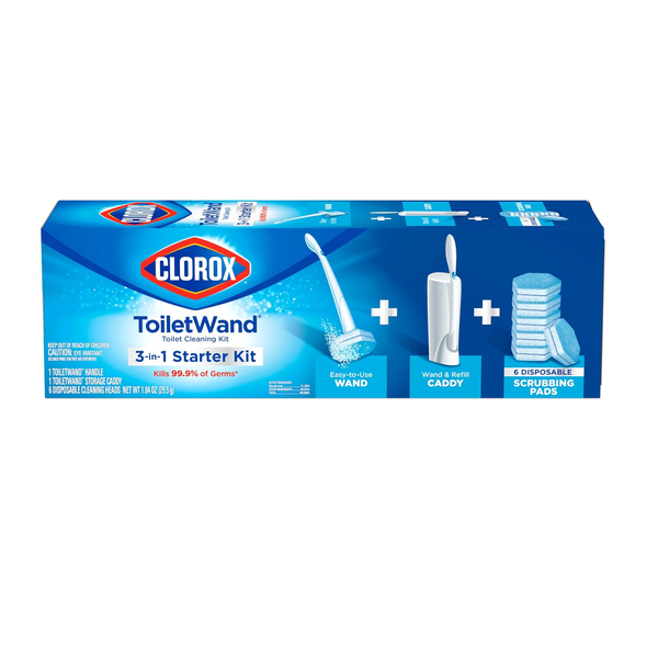 Clorox Toilet Cleaning Wand Kit with Caddy and 6 Disinfecting Refills