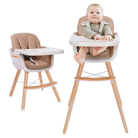 Mallify 3-in-1 Convertible Wooden High Chair
