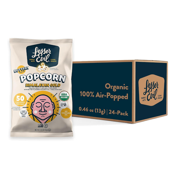 24 Bags LesserEvil Himalayan Gold Salt Popcorn
