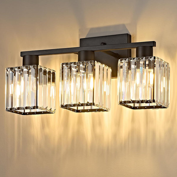 3-Light Crystal Bathroom Vanity Light Fixture