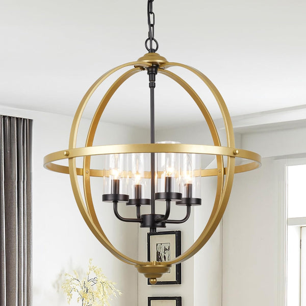 4-Light Globe Orb Chandelier
