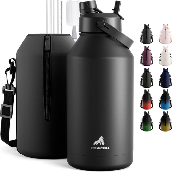 64oz Insulated Water Bottle with Straw & Carrier Bag