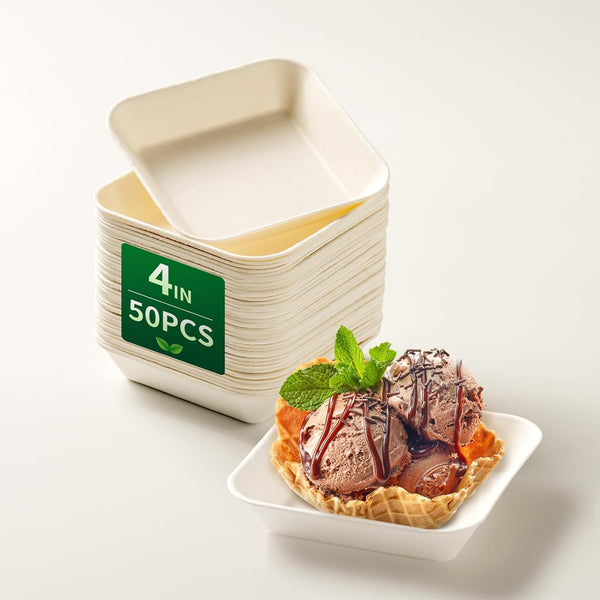 50-Pcs Square Small Paper Plates