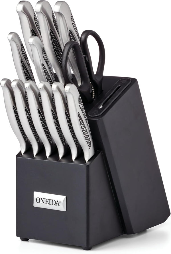 Oneida Crosshatch 14-Piece Kitchen Knife Set with Block