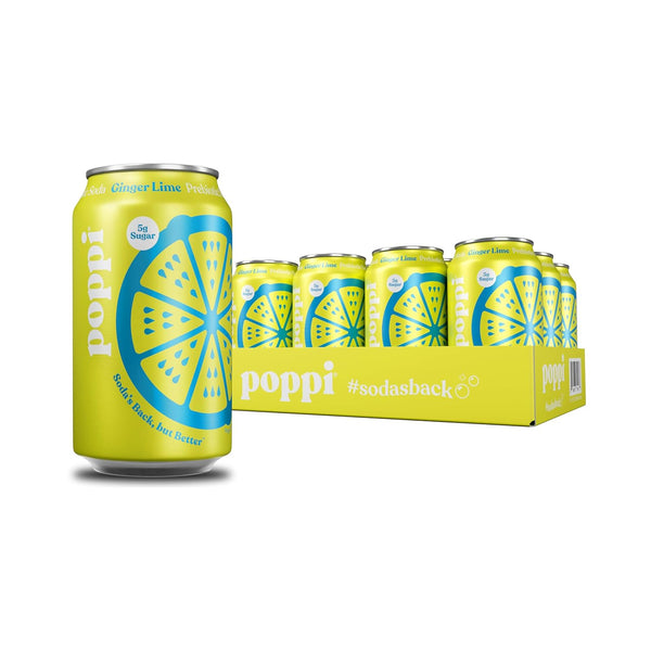 12 Cans Poppi Ginger Lime Prebiotic Soda