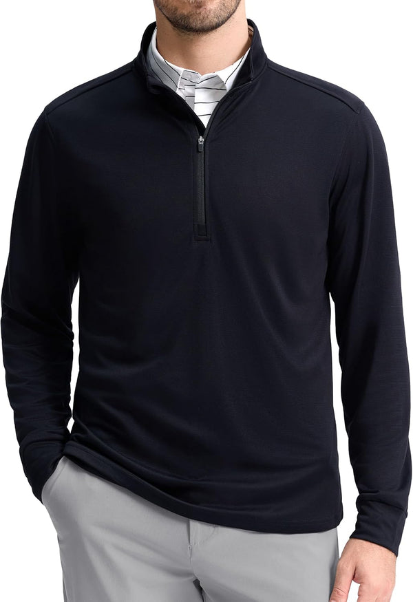 Men's Quarter Zip Pullover Mock Neck Sweatshirt (10 Colors)