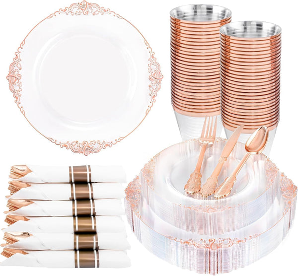 175-Pcs Plastic Disposable Dinnerware Set