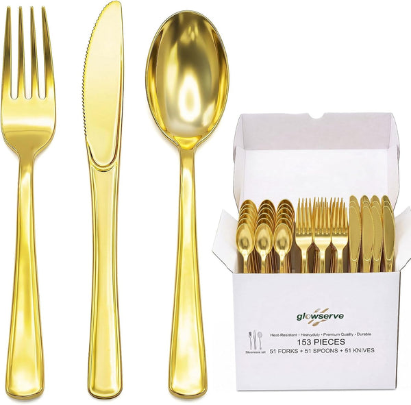153 Pack Disposable Plastic Silverware Cutlery Set