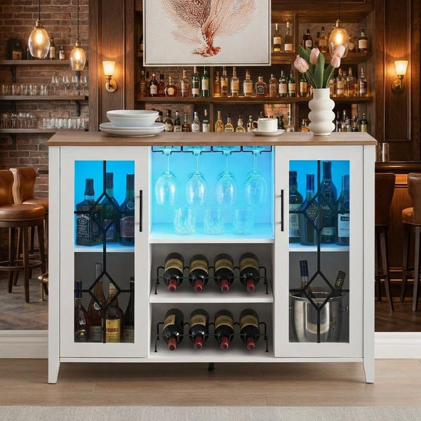 Wine Bar Cabinet with LED Lights