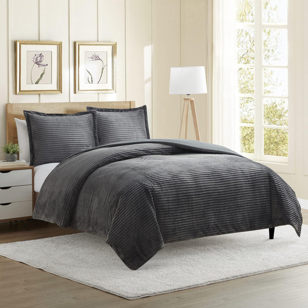 3-Pcs Hearth & Harbor Premium Flannel Duvet Cover Set