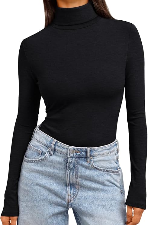 Women's Ribbed Turtleneck Long Sleeve Top