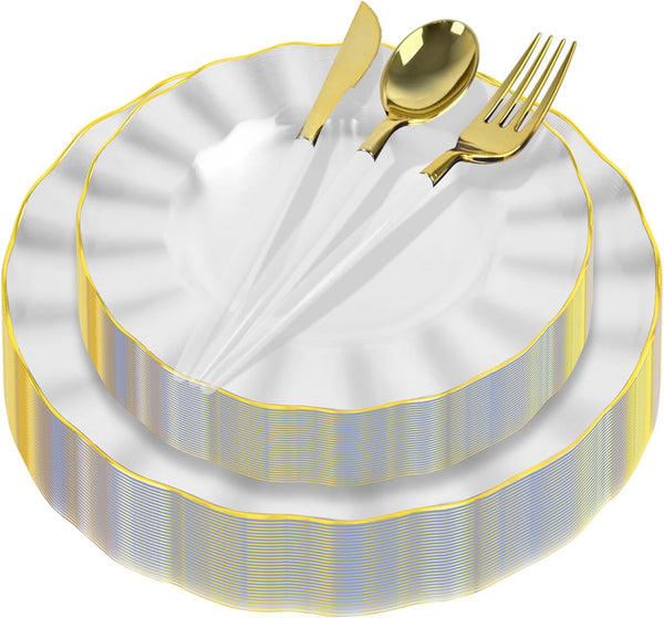 150-Pcs Plastic Dinnerware Set