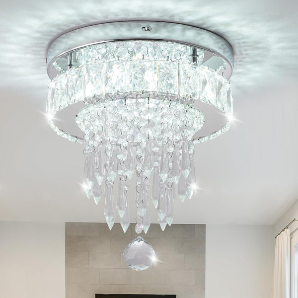 Small Flush Mount LED Crystal Chandelier