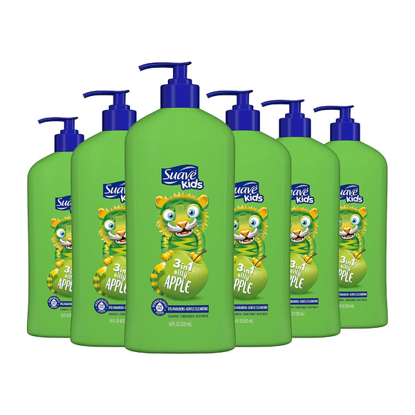6 Pack Suave Kids 3-in-1 18 Oz