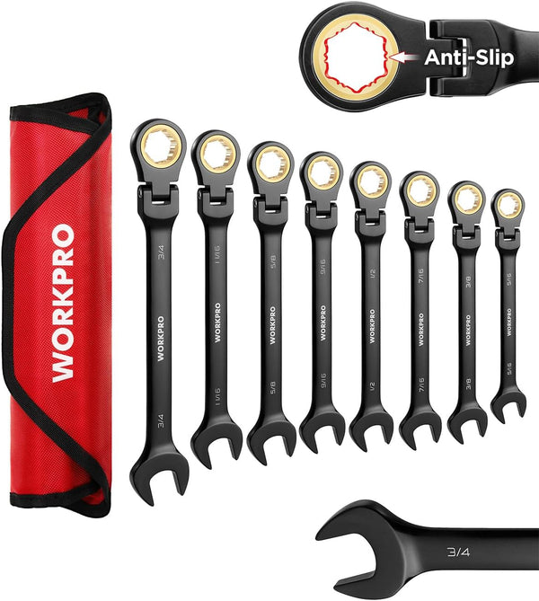 WORKPRO 8-Piece Ratcheting Combination Wrench Set