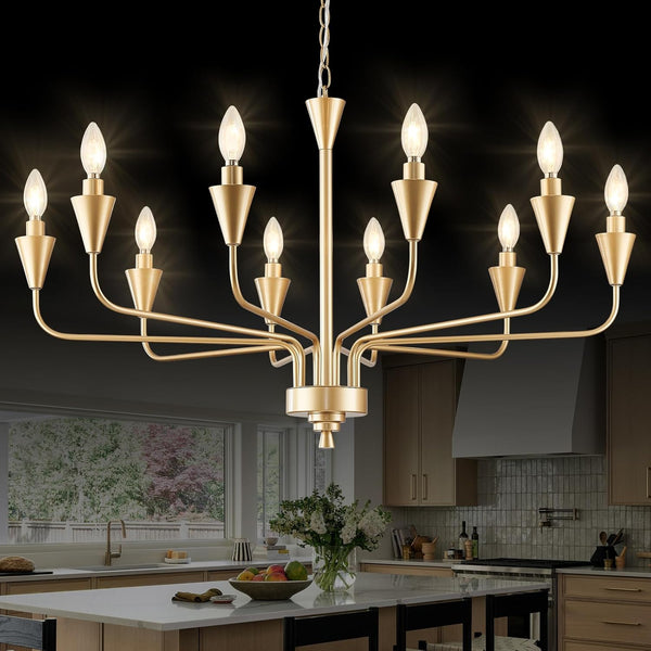 10 Lights Modern Metal Candle Chandeliers