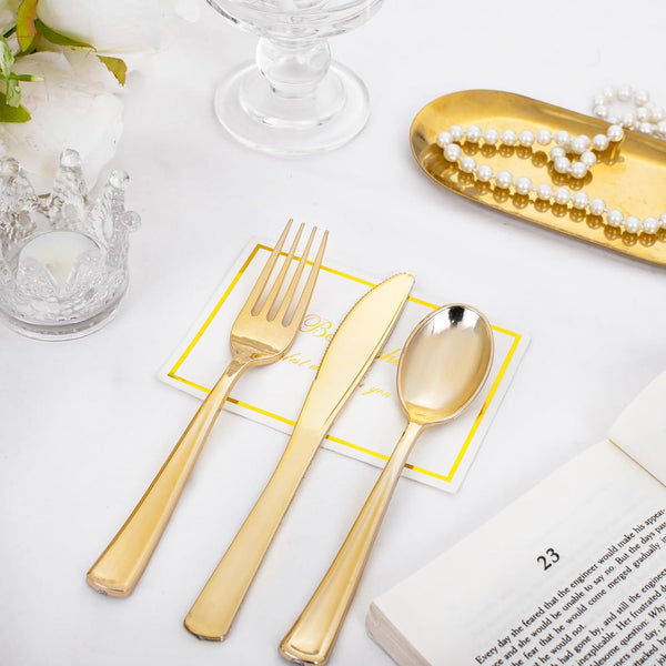 300-Pc Gold Plastic Silverware Set