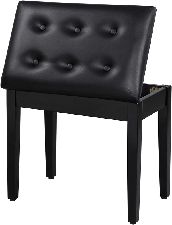 Padded Storage Piano Bench with Tufted Wooden Seat