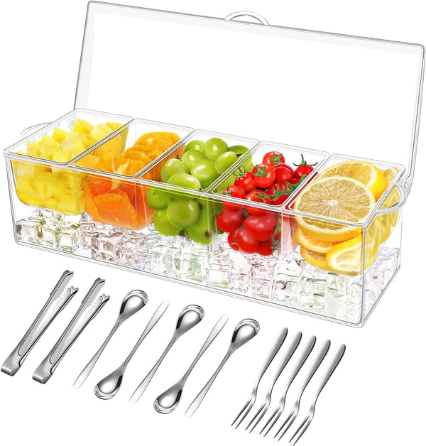 5 Compartment Condiment Server with Lid