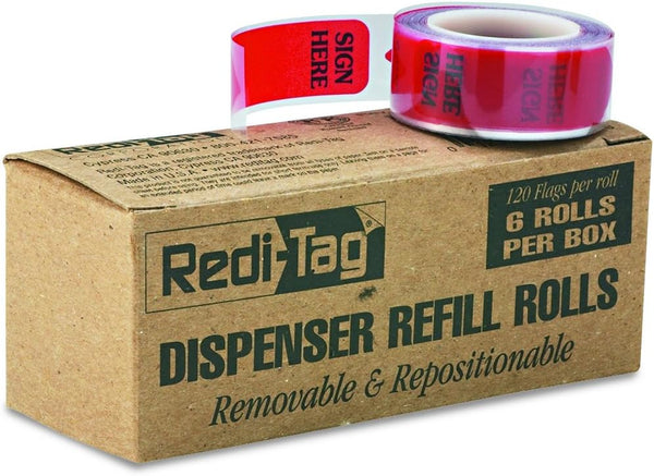 6 Rolls Redi-Tag Arrow Message Page Flag Refills