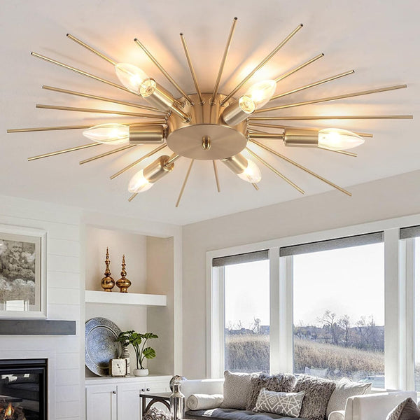 6 Light Sputnik Flush Mount Ceiling Chandelier Fixture