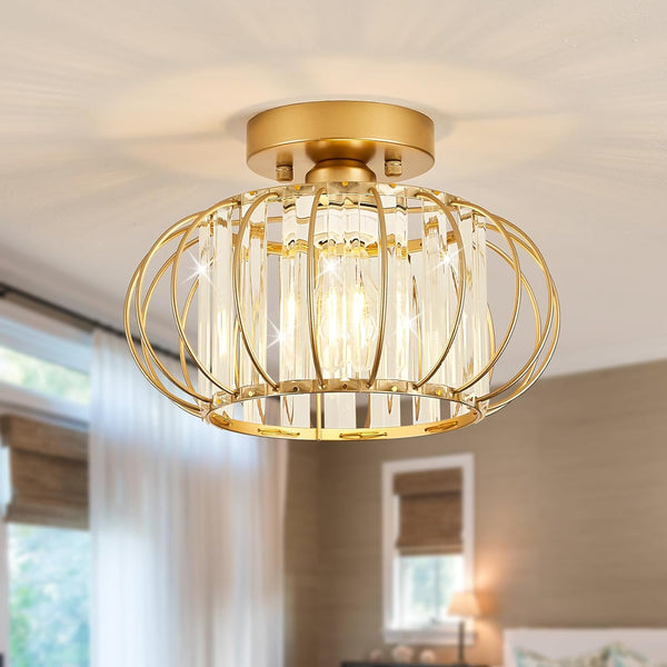 Modern Gold Crystal Ceiling Light Fixture