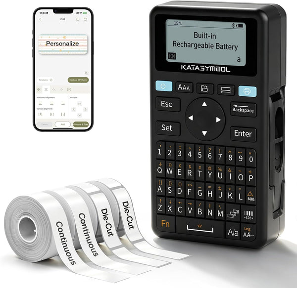 Keyboard & Bluetooth Label Maker Machine with 4 Tapes