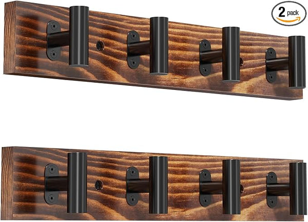 2 Pack Coat Rack Wall Mount with 8 Metal Hooks
