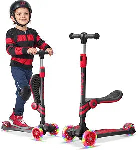 3 Wheel Kids Scooter with Seat and Light-Up Wheels