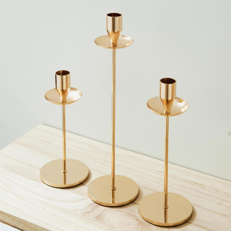 Set of 3 Gold Candle Holders