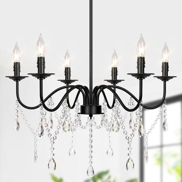 6-Light Farmhouse Crystal Chandelier