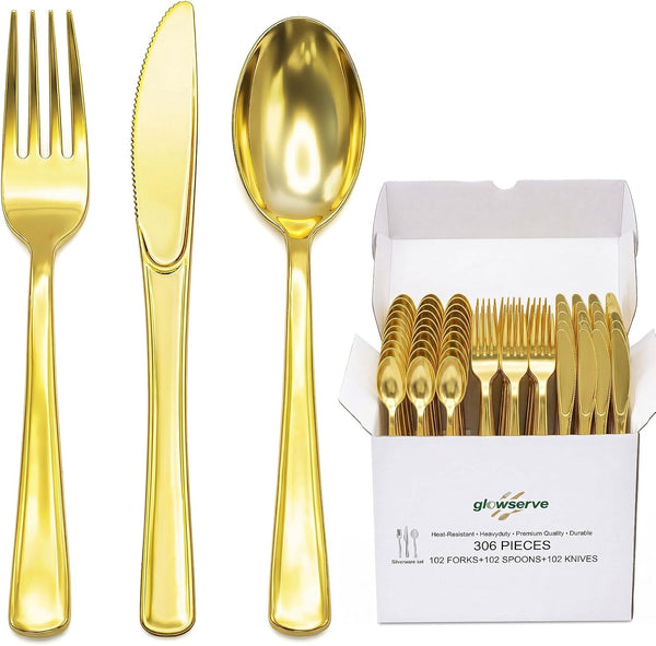 306 Piece Gold Disposable Silverware Set