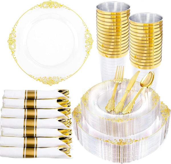 210 Pcs Clear Gold Plates